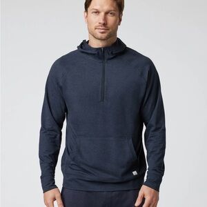 Vuori ponto performance half zip hoodie blue mens large